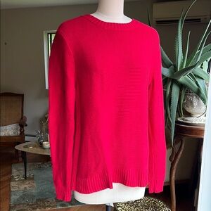 J. Crew Mercantile Red Crew Neck Sweater Ribbed Knit Medium Pullover